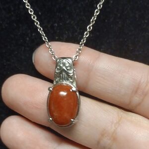 Artisan Silver Red Jade Necklace